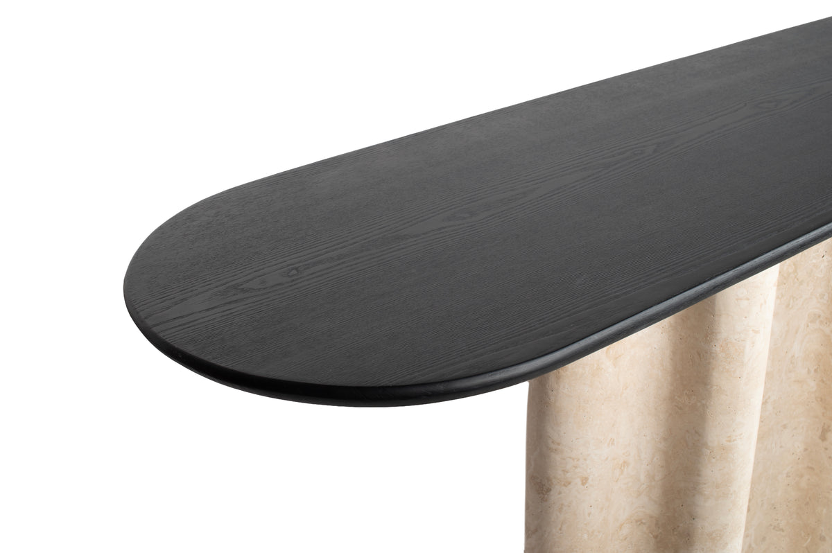 Travertine Fluted Console Table