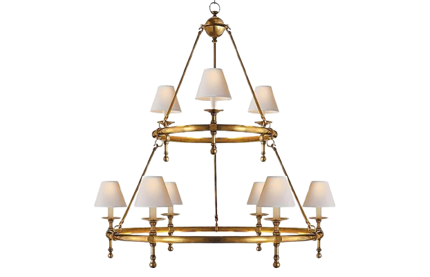 TWO- TIERED BRONZE CHANDELIER