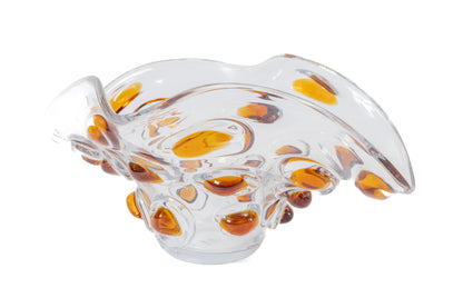 AMBER BLOOM ART GLASS BOWL
