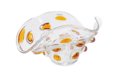 AMBER BLOOM ART GLASS BOWL