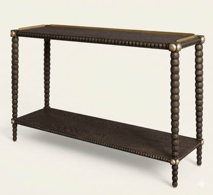 BEADED WOOD CONSOLE TABLE