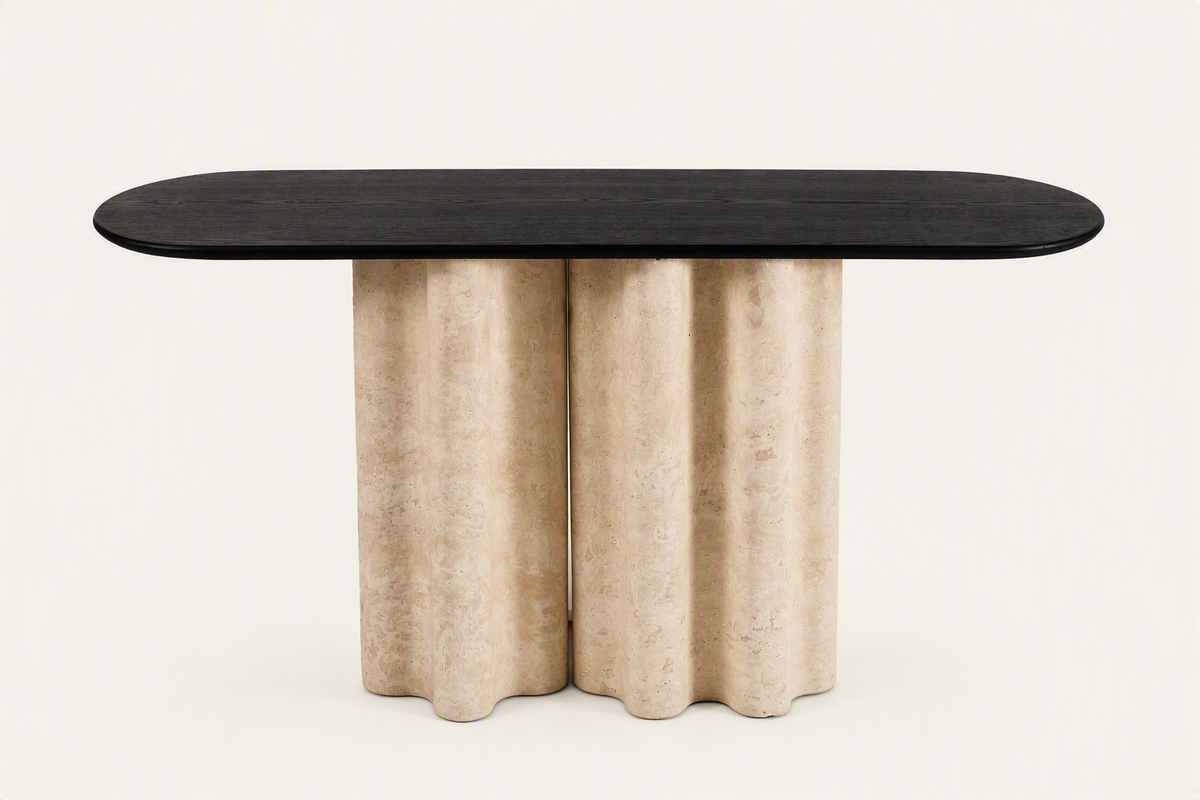 Travertine Fluted Console Table