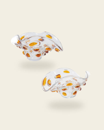 AMBER BLOOM ART GLASS BOWL