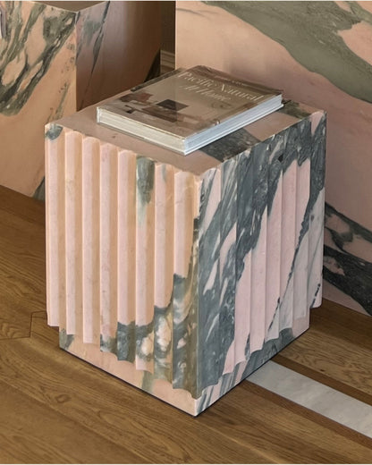 ROSA FLUTED MARBLE ACCENT CUBE