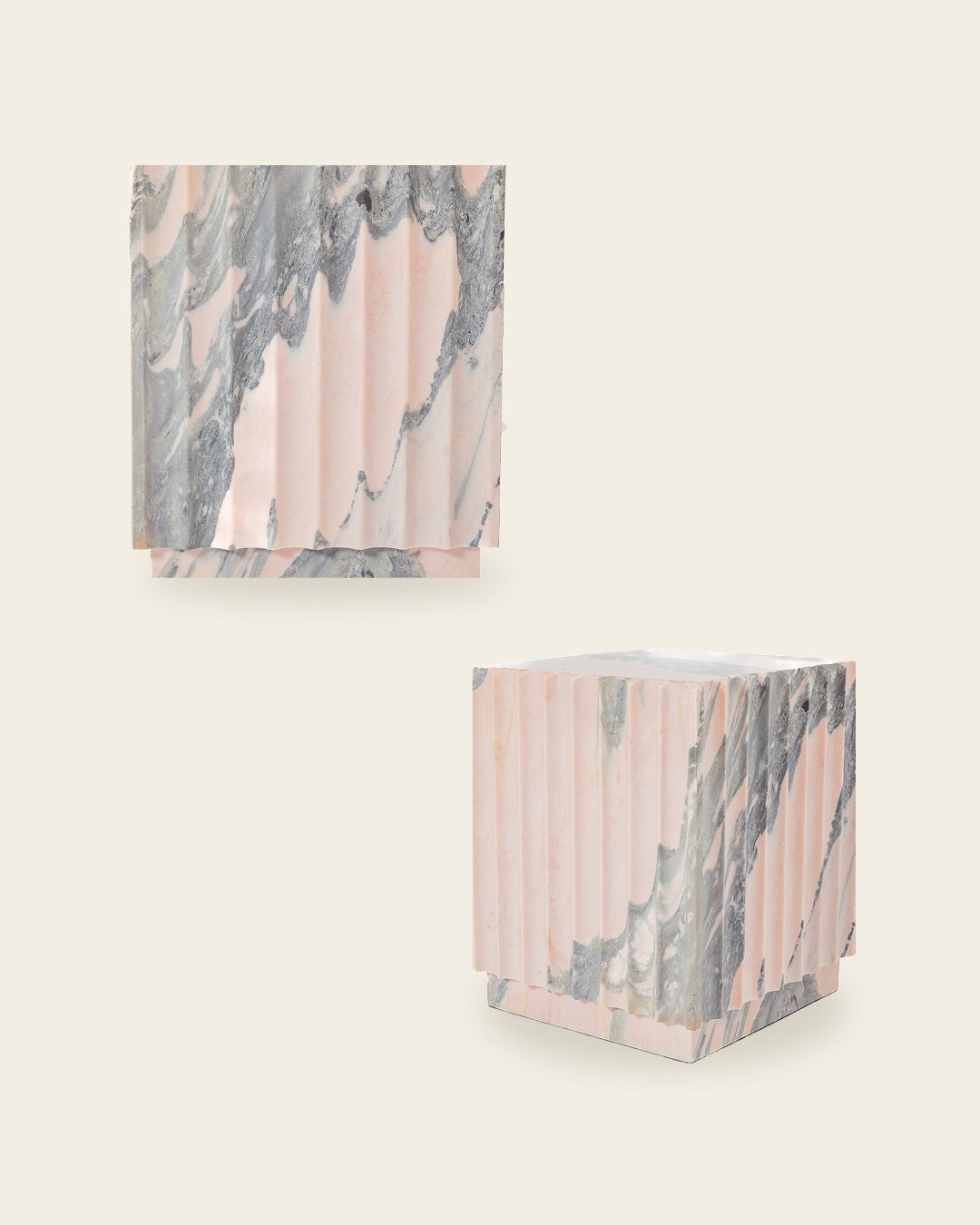 ROSA FLUTED MARBLE ACCENT CUBE