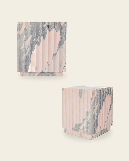 ROSA FLUTED MARBLE ACCENT CUBE