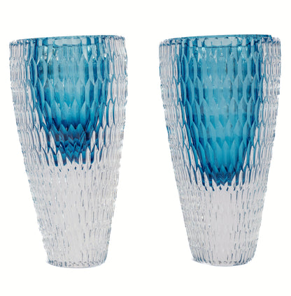 GLACIAL CUT VASE - AZURE