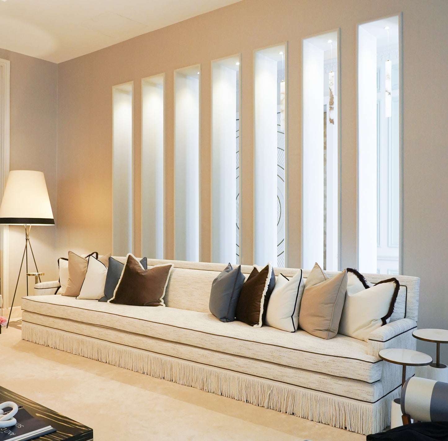 IVORY FRINGE SOFA