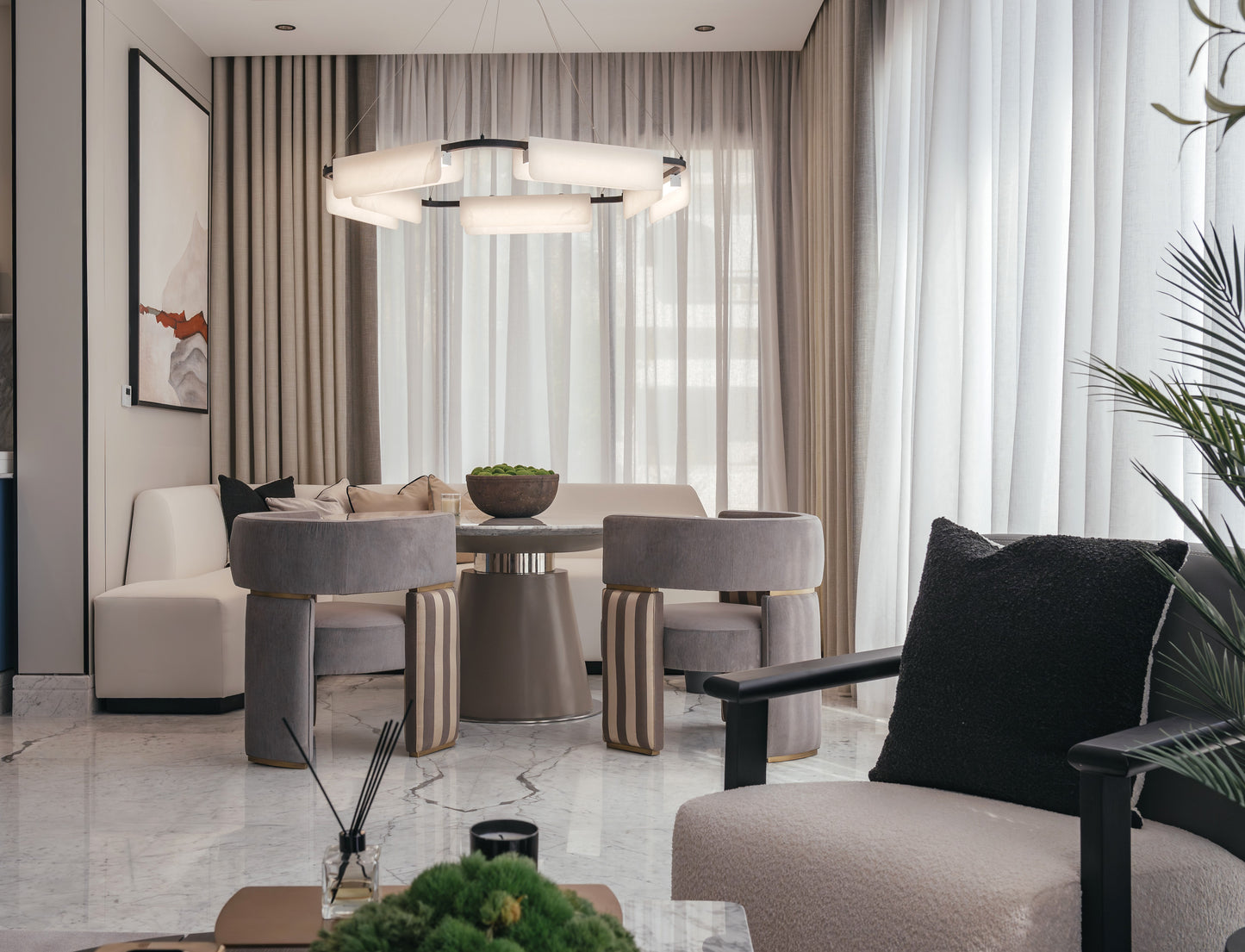 MODERN HALO PANEL CHANDELIER