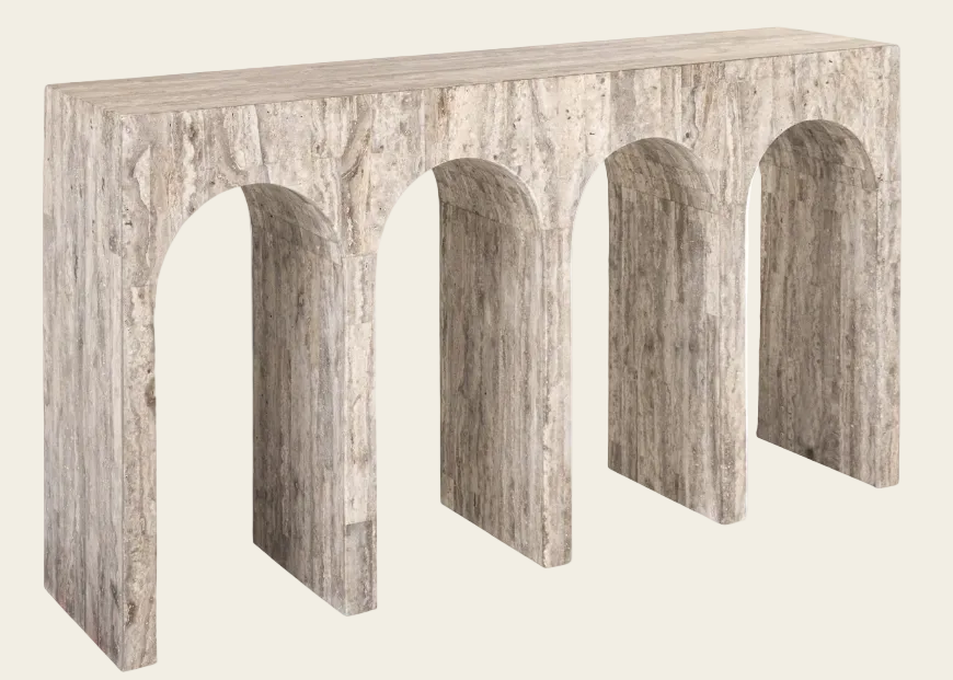 TRAVERTINE ARCH CONSOLE