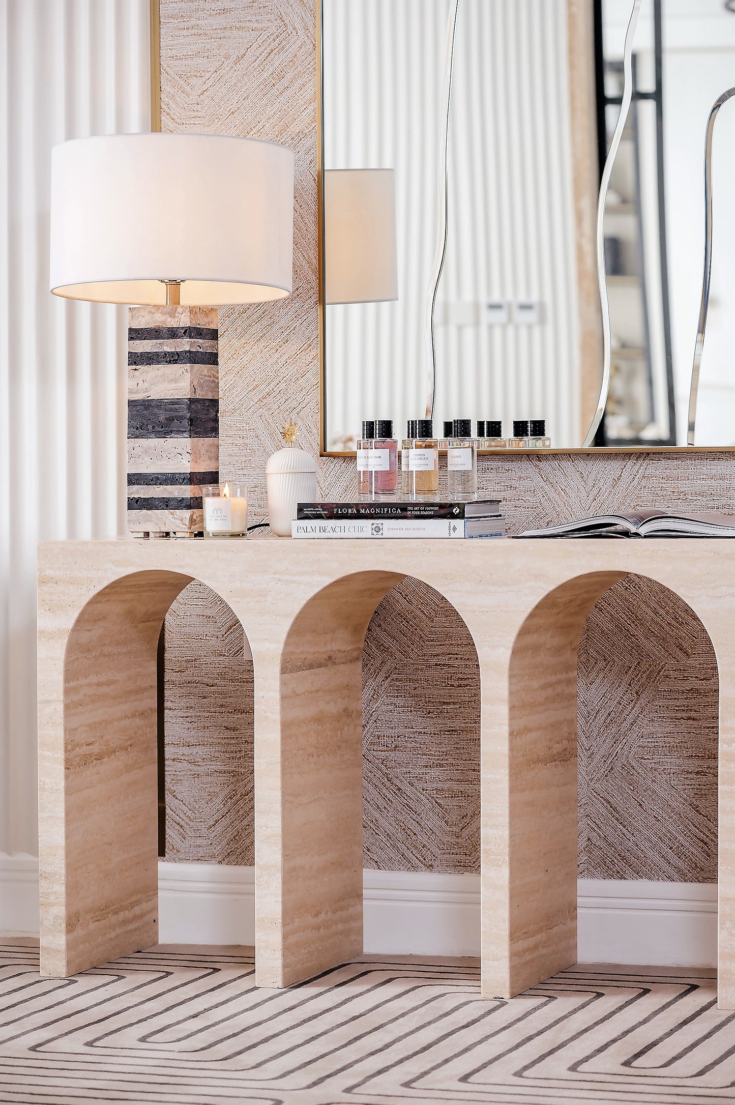 TRAVERTINE ARCH CONSOLE