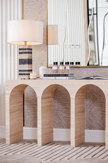 TRAVERTINE ARCH CONSOLE