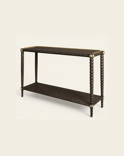 BEADED WOOD CONSOLE TABLE