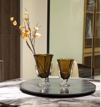 AMBER CREST GLASS VASE