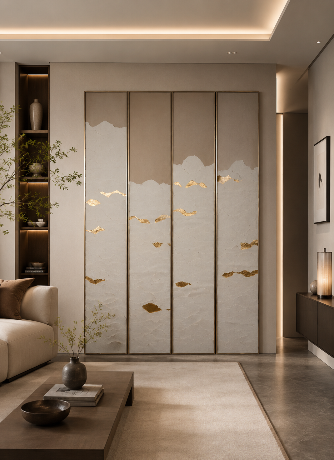 Ethereal Horizon Gold Leaf Wall Art